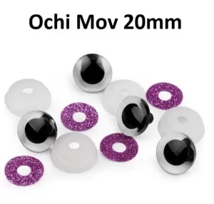 Ochi Mov Sclipici amigurumi cu dispozitiv de siguranta 20 mm Set 4 bucati D7 Iris detasabil - Img 2