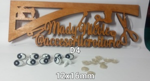 Ochi ovali amigurumi cu dispozitiv de siguranta 12x16mm Set 10 bucati D4