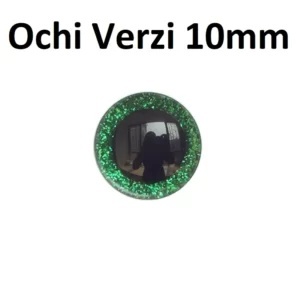 Ochi Verde Sclipici amigurumi cu dispozitiv de siguranta 10 mm Set 4 bucati D9 - Img 3