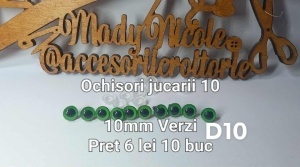 Ochi Verzi Amigurumi cu dispozitiv de siguranta 10 mm 10 bucati D10