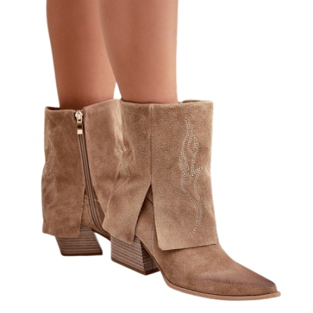 Botine din piele naturala COWBOY Beige - Img 3
