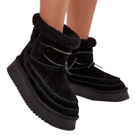Cizme imblanite din piele naturala BOROKA Black - Img 2