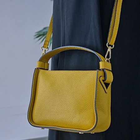 Geanta din piele naturala ROSIA Yellow - Img 3