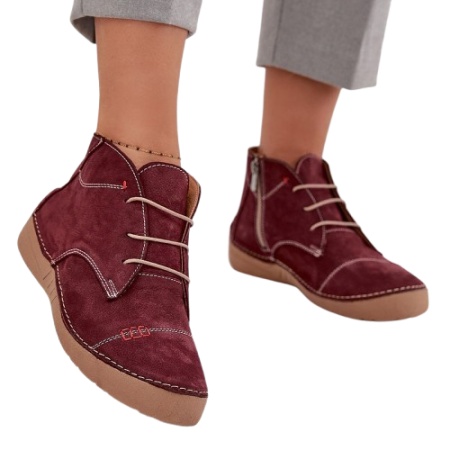 Ghete din piele naturala MAYLA Burgundy - Img 2