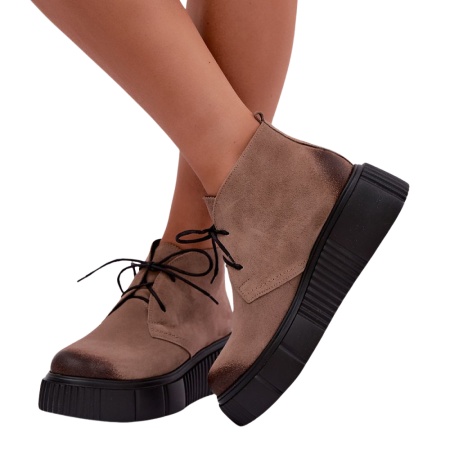 Ghete din piele naturala PALOMA Beige - Img 3