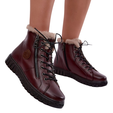 Ghete din piele naturala VALENTINA Marsala - Img 2