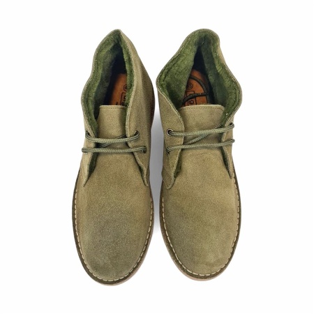 Ghete imblanite din piele intoarsa DIGO Khaki - Img 2
