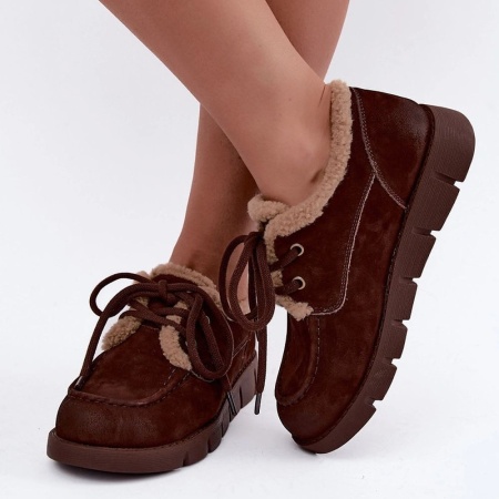 Ghete imblanite din piele naturala LARA Brown - Img 4
