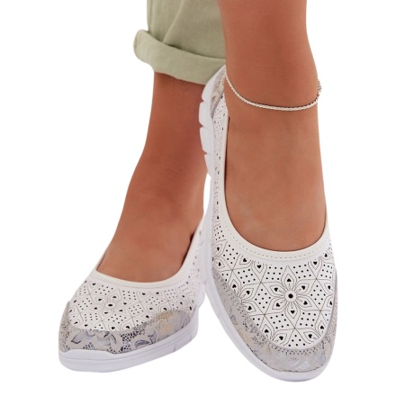 Pantofi din piele naturala INES White - Img 3