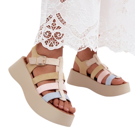 Sandale din piele ecologica DUNIA Beige - Img 2