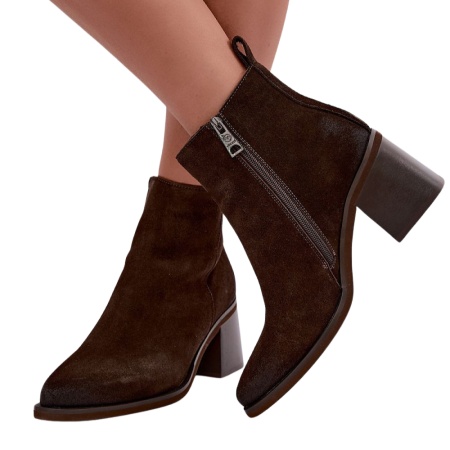 Botine din piele naturala TATIANA Brown - Img 3