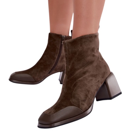 Botine din piele naturala TRIANA Khaki - Img 2