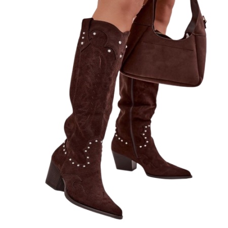 Cizme din piele ecologica ARAMCA Brown - Img 2