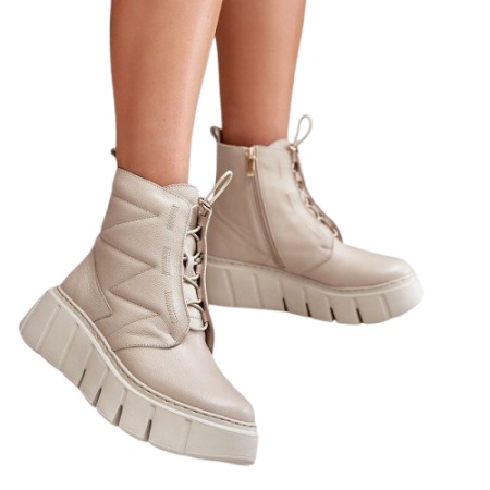 Cizme mini din piele naturala MELISSA Nude - Img 2