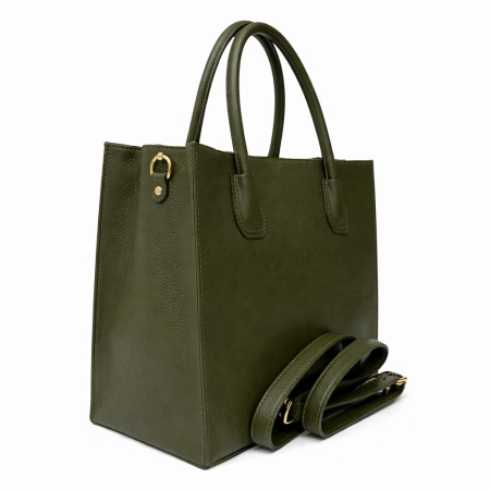 Geanta din piele naturala GERTRUDE Khaki - Img 2