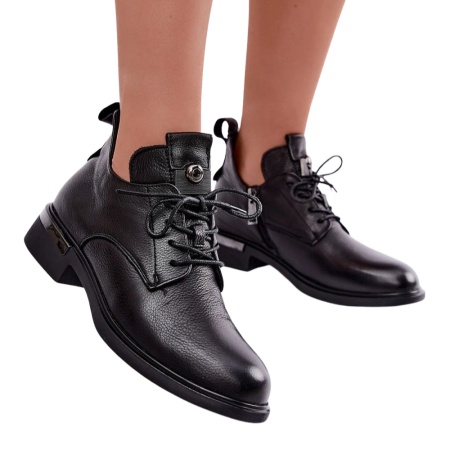 Ghete din piele naturala LEIRE Black - Img 2
