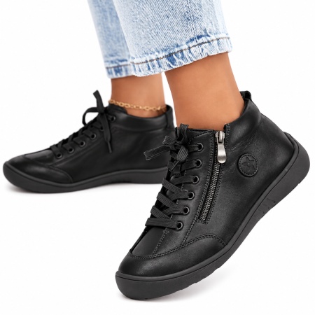 Ghete din piele naturala MARTINIA Black - Img 2