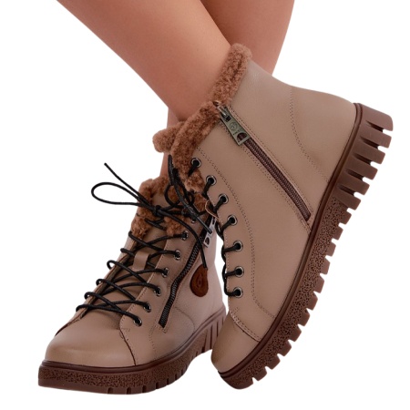 Ghete din piele naturala VALENTINA Beige - Img 3