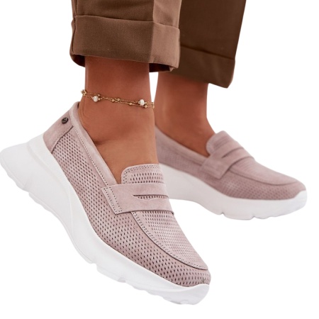Pantofi din piele naturala ALEJANDRA Beige - Img 2