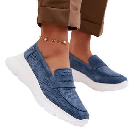 Pantofi din piele naturala ALEJANDRA Blue - Img 2