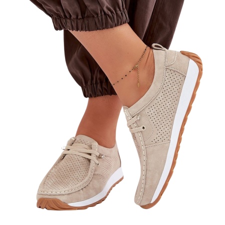 Pantofi din piele naturala CORI Beige - Img 3