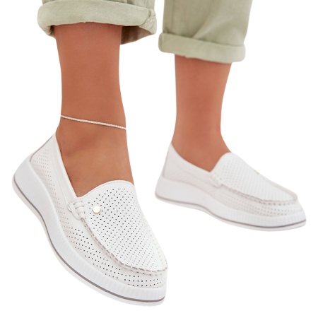 Pantofi din piele naturala LOLA White - Img 2