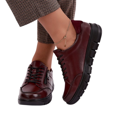 Pantofi din piele naturala SERENA Burgundy - Img 2