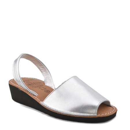 Sandale din piele AVARCA Metal Wedge Silver - Img 2