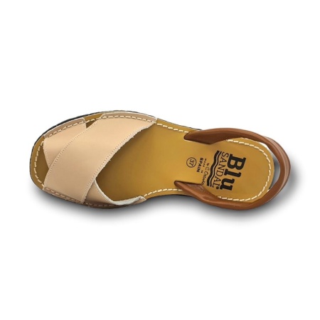 Sandale din piele naturala, AVARCA CROSS Beige - Img 4