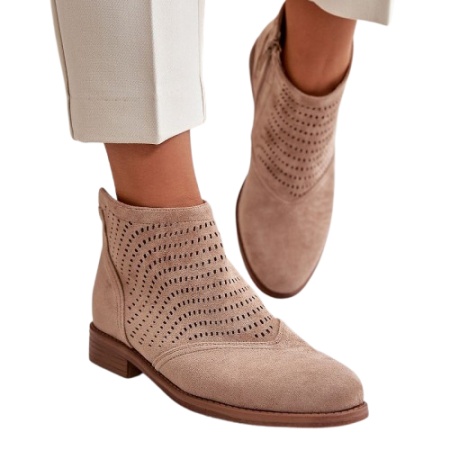 Botine din piele ecologica MIRAY Beige - Img 2