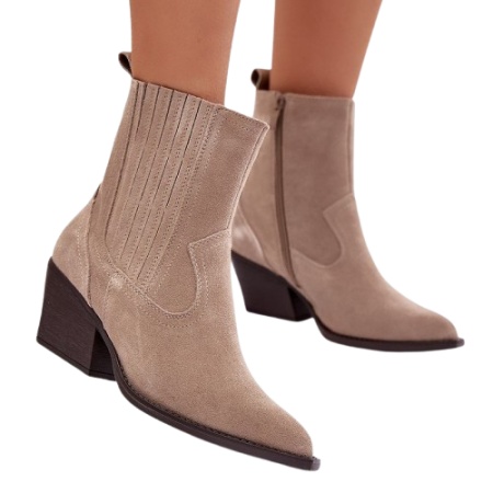 Botine din piele naturala GAMBIA Beige - Img 2