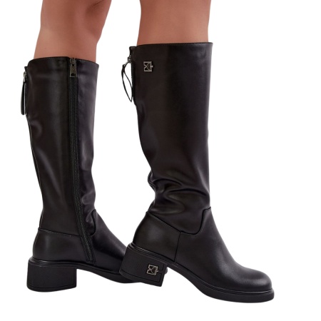 Cizme din piele naturala NURIA Black - Img 3