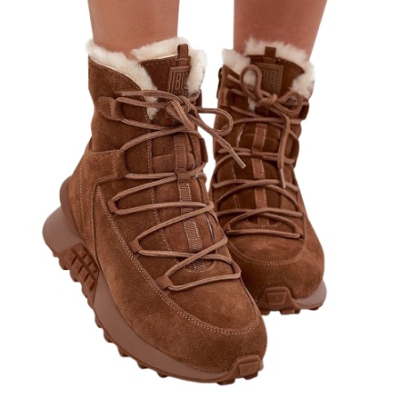 Cizme imblanite din piele naturala CROCO Camel - Img 2