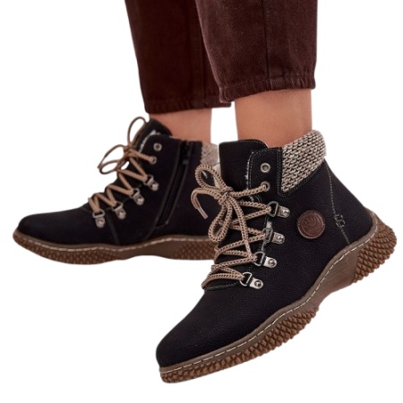 Ghete imblanite din piele ecologica CORNELIA Black - Img 3