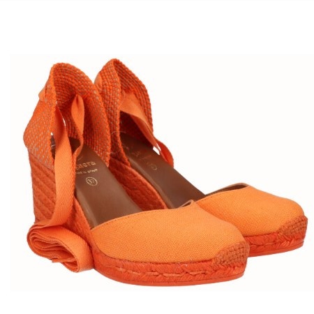 Sandale din in si piele LINA Orange - Img 2