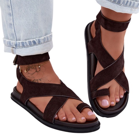 Sandale din piele naturala IRIA Brown - Img 2