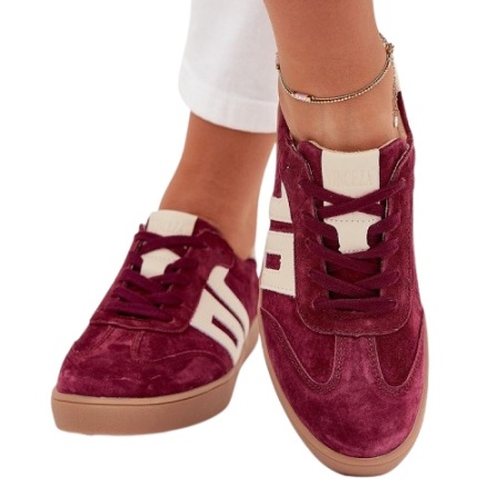 Sneakersi din piele naturala VELO Burgundy - Img 3