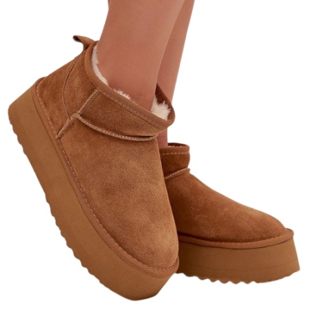 Cizme mini imblanite din piele naturala ADA Camel - Img 2