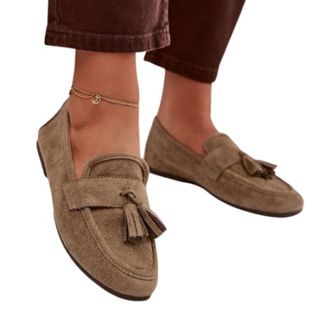 Mocasini din piele ecologica MARTA Khaki - Img 2