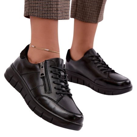 Pantofi din piele naturala SERENA Black - Img 2
