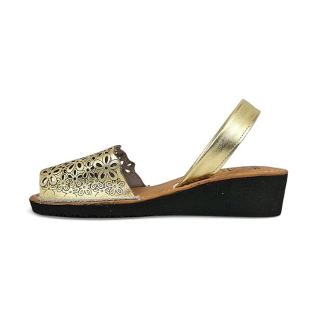Sandale din piele AVARCA WEDGE CUT Gold - Img 3
