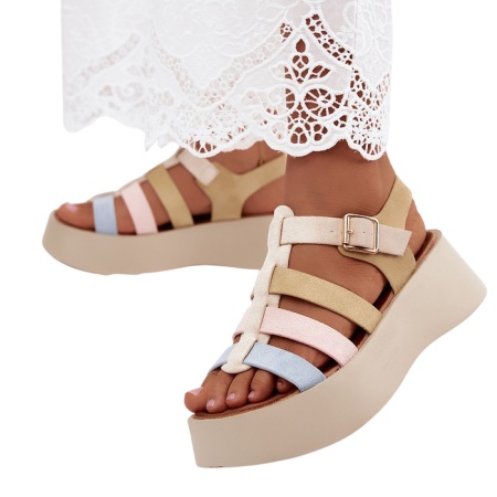 Sandale din piele ecologica DUNIA Beige - Img 3