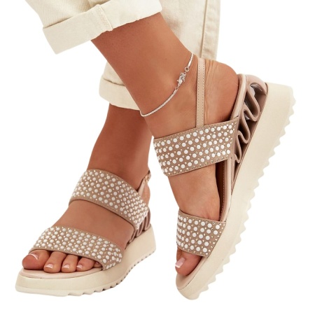 Sandale din piele naturala MIRELA Beige - Img 2