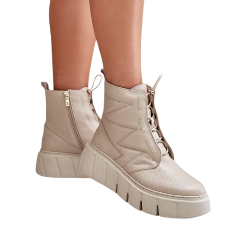 Cizme mini din piele naturala MELISSA Nude - Img 3