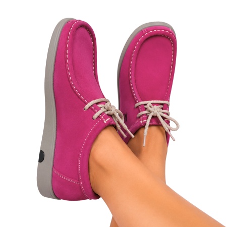 Mocasini din piele intoarsa SAFARI Fucsia - Img 2