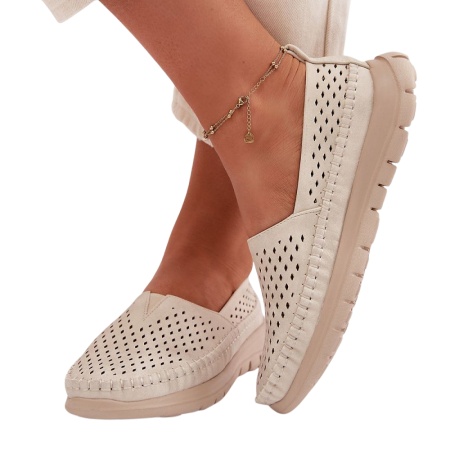 Pantofi din piele ecologica DANIELA Beige - Img 3