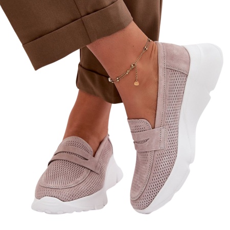 Pantofi din piele naturala ALEJANDRA Beige - Img 3