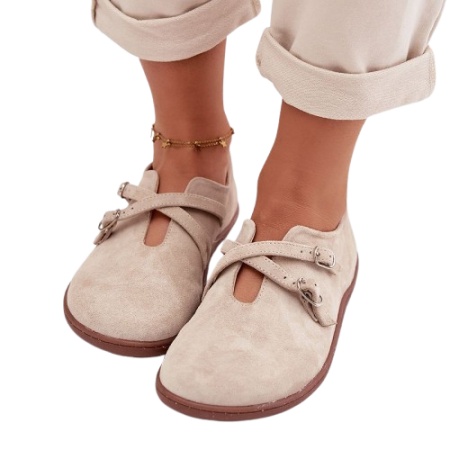 Pantofi din piele naturala BAREFOOT Cross Beige - Img 3