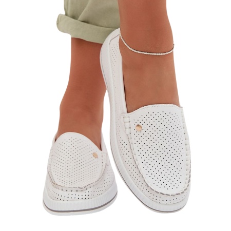 Pantofi din piele naturala LOLA White - Img 3