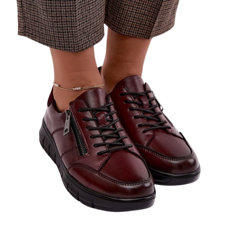 Pantofi din piele naturala SERENA Burgundy - Img 3